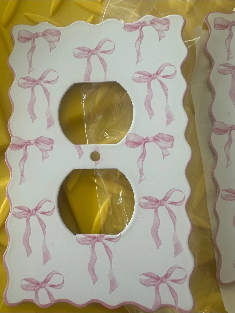 Decorative Pink Bow Double Outlet Cover Plates - Set of 4
